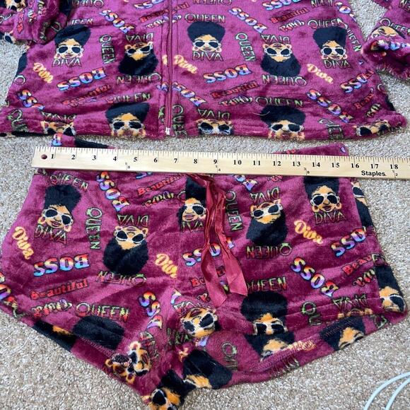 NEW women's Pajama set weekending PJ's hooded shorts soft MD purple BOSS Queen - Picture 5 of 8